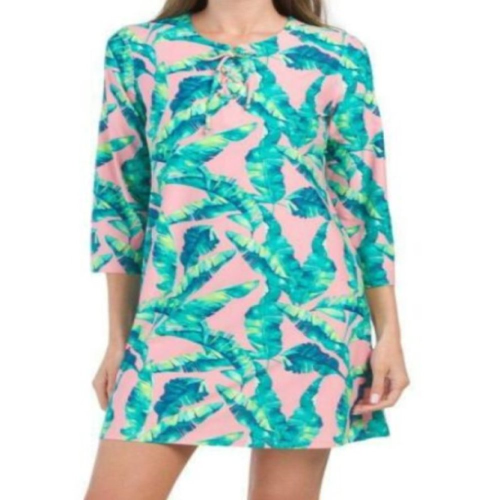 CABANA LIFE Upf 50 Tie Front Cover-up Dress L